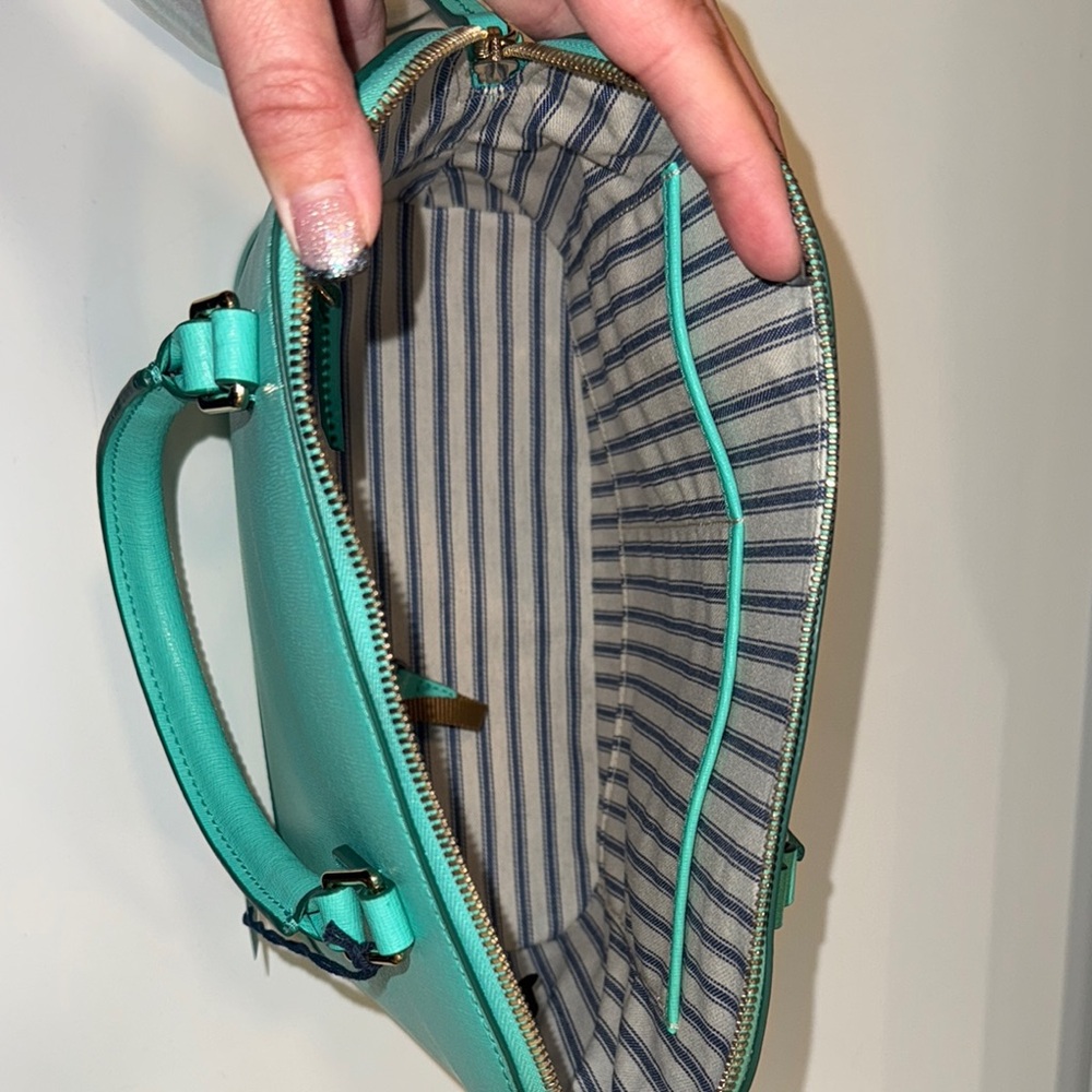 NWT Aqua Dooney & Bourke Zip Satchel & Shoulder Strap - Picture 7 of 11